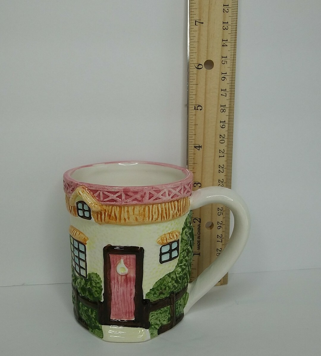 Set of (4) J.S.N.Y. English Garden Ceramic Coffee Cup Mug House Embossed Raised 