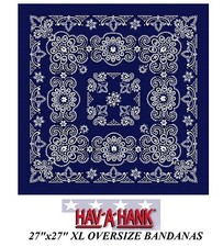 Hav-A-Hank XL NAVY BLUE PAISLEY Bandana 27"Head Wrap Face Mask Neck Scarve Scarf
