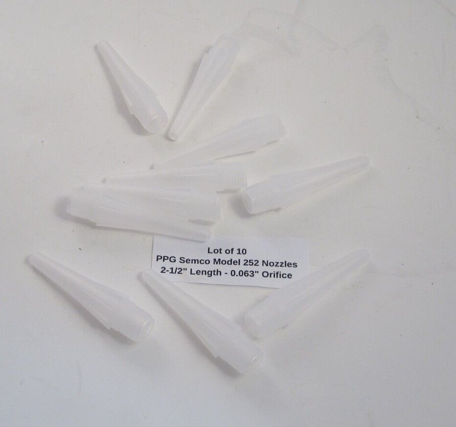 Lot of 10 PPG Semco Model 252 Nozzles 2-1/2" Length - 0.0625" Orifice - 2205382