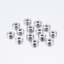 100X Stainless Steel 5mm Flat Round Bead Spacers Charm for DIY Jewelry Making