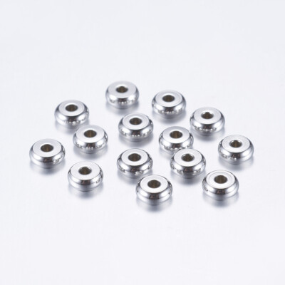 100X Stainless Steel 5mm Flat Round Bead Spacers Charm for DIY Jewelry Making