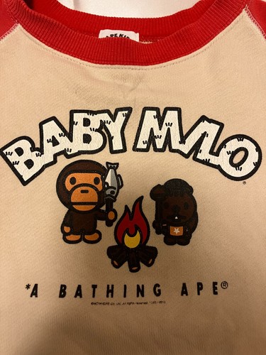 A BATHING APE BAPE KIDS Milo long sleeve sweatshirt 120 Approx. 6T Red and cream - Picture 5 of 20