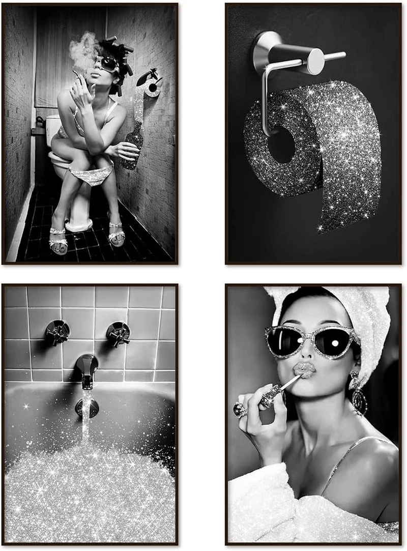 Black And White Bathroom Art Prints