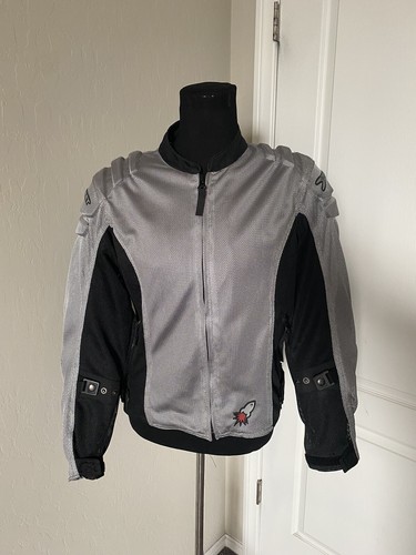 Joe Rocket Racing Women's Armored Padded Motorcycle Jacket Large Gray Black Mesh