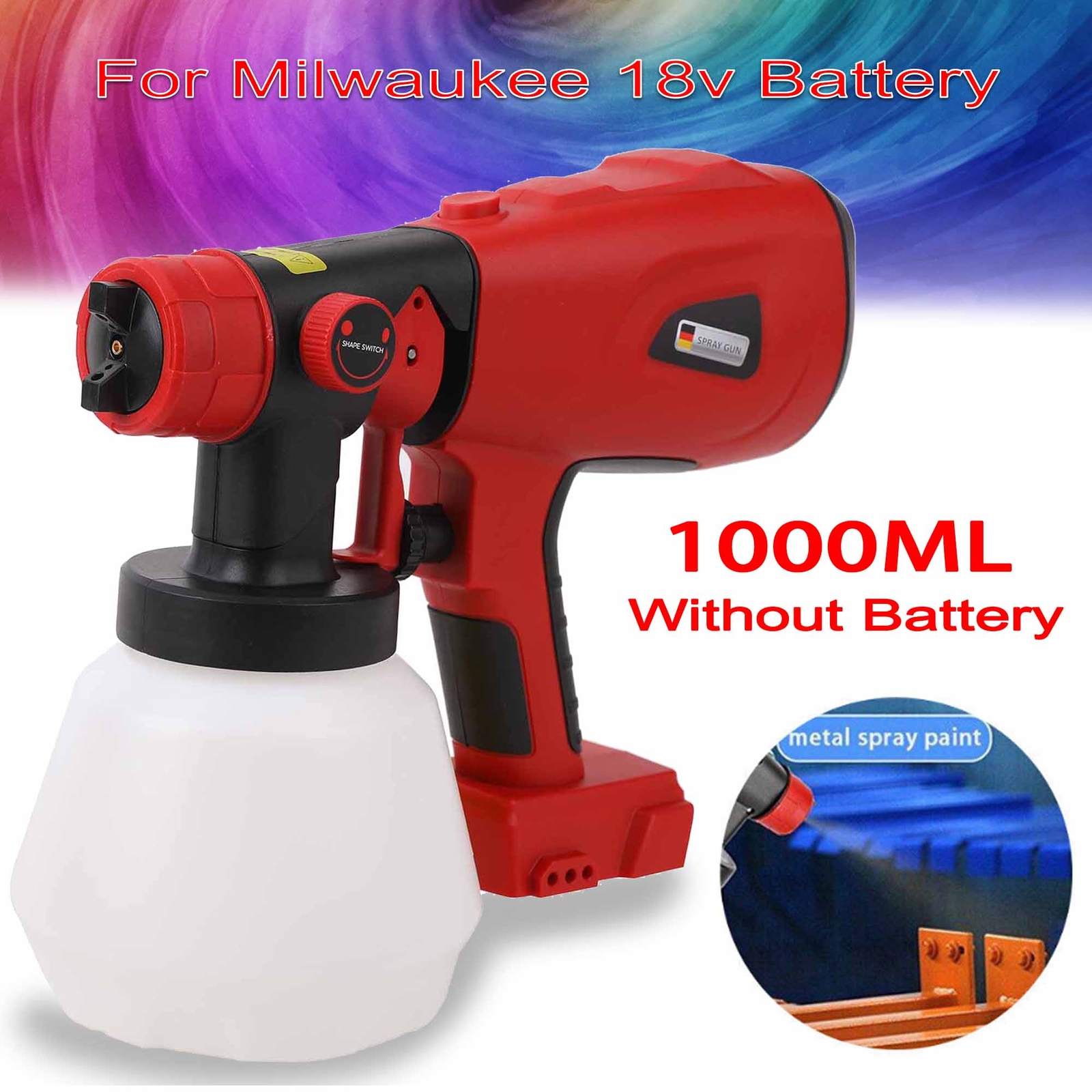 1000ML Cordless Paint Sprayer Electric Spray Gun For Milwaukee18V Li