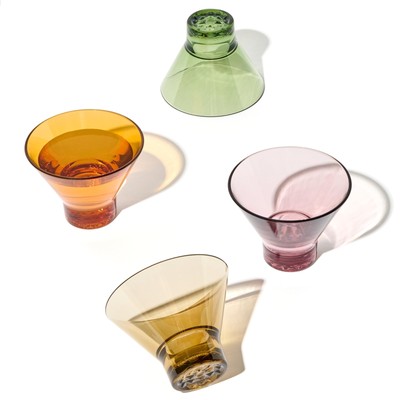 TOSSWARE RESERVE 8oz Stemless Martini - Color Series SET OF 4, Premium Qualit...