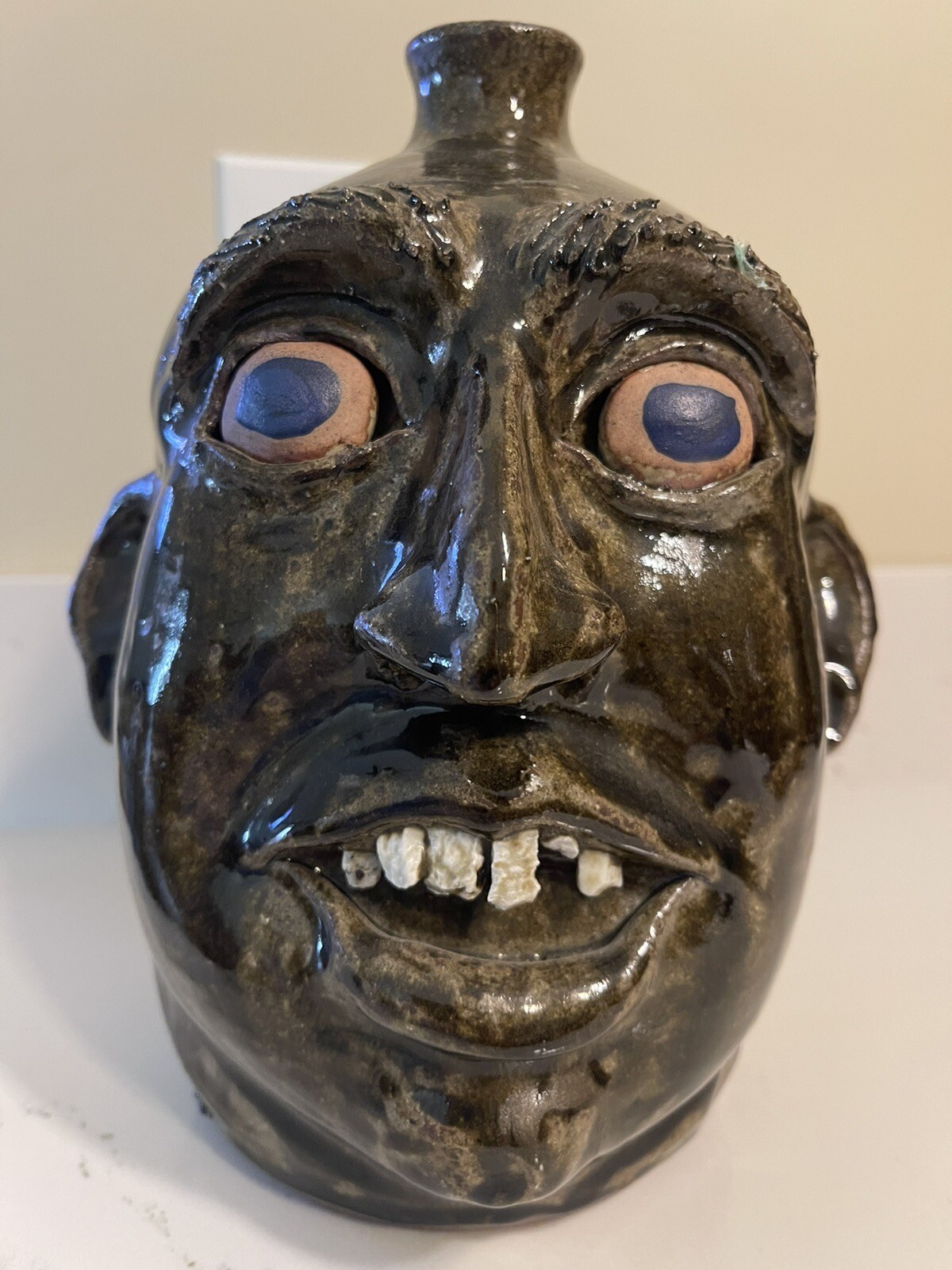 MICHAEL Crocker Southern Folk Art Pottery Face Jug eBay