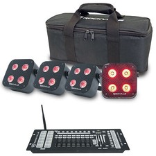 Rockville 4 PACK MINI IR4 Black DJ/Party Wash Lights App Wireless DMX Controller