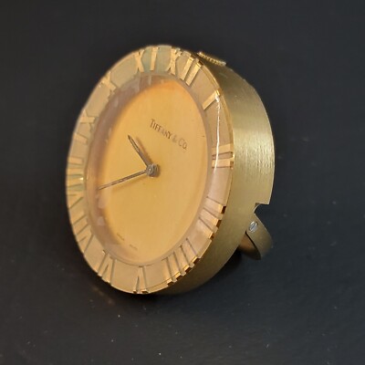 TIFFANY& CO SMALL ATLAS BRASS DESK OR TRAVEL ALARM CLOCK