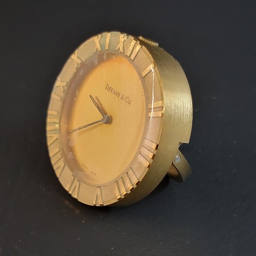TIFFANY& CO SMALL ATLAS BRASS DESK OR TRAVEL ALARM CLOCK BRAND NEW W/POUCH - Picture 4 of 9