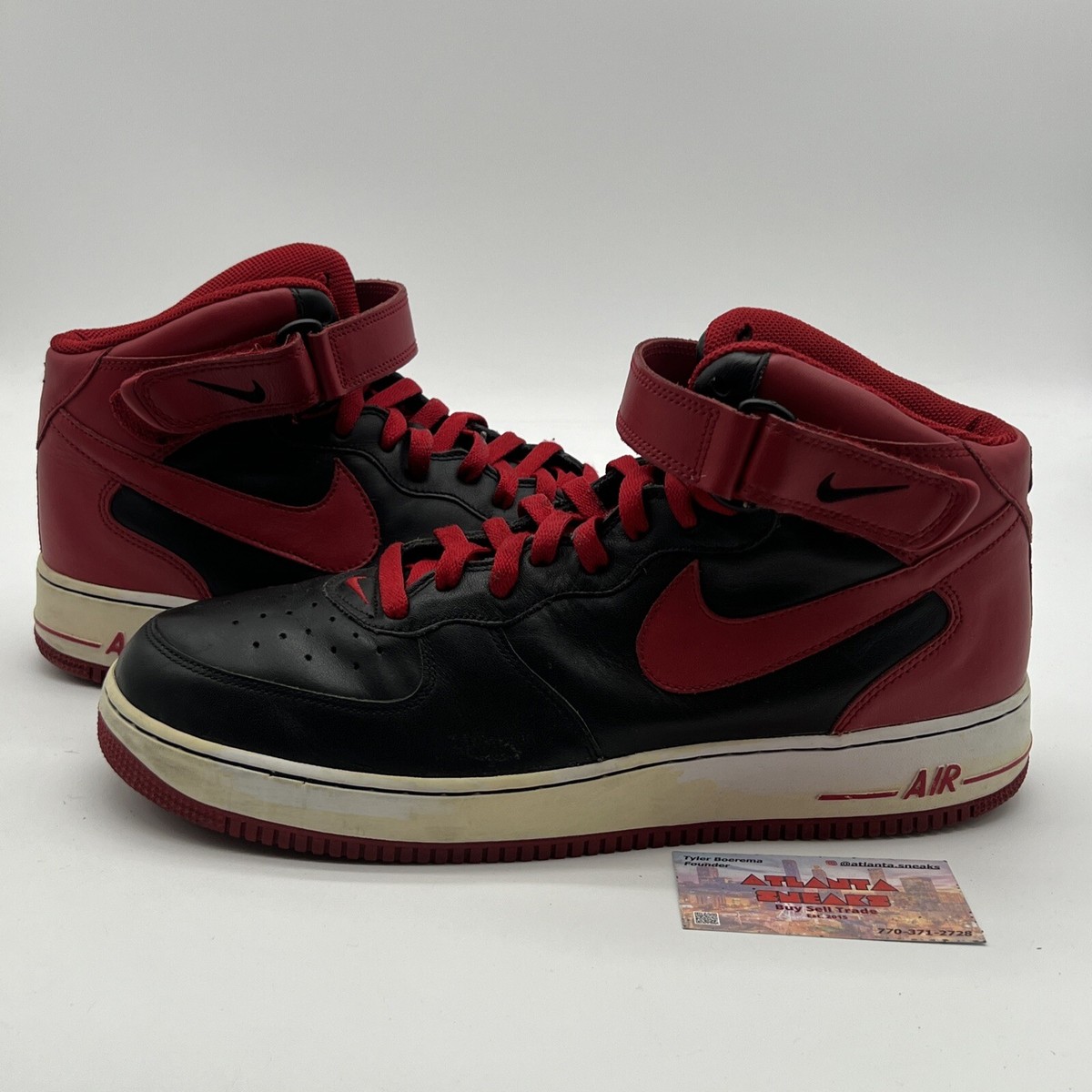 Size 13 -Nike Air Force 1 Mid 2006 Black Varsity Red Bred Size 13 -Nike Air Force 1 Mid 2006 Black Varsity Red Bred