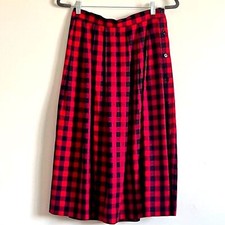 VTG Gingham Check Skirt Women 10 Retro Preppy Cottage Mod Academia Trad Wife USA