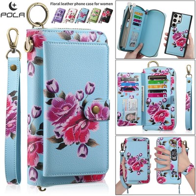 Large Capacity Wallet Handbag Removable Phone Cover For Samsung S22 S23 S24 Case