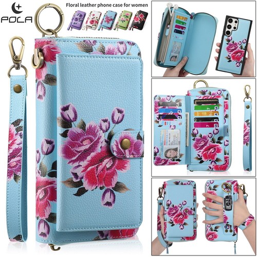 Large Capacity Wallet Handbag Removable Phone Cover For Samsung S22 S23 S24 Case - Picture 1 of 84
