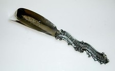 Antique Large Heavy Sterling Silver SHOE HORN Beautiful  Rare Monogram Stamped