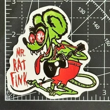 Rat Fink Playing Guitar -Rat Rod Vinyl Decal - Ed Roth Sticker Bomb Racing