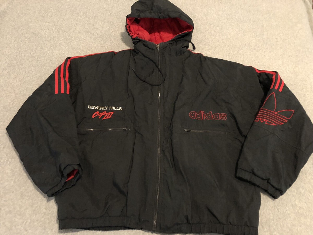 Vintage Adidas Beverly Hills Cop III Hoodie Jacket Black Red