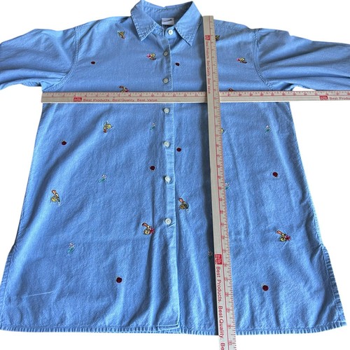 Warner Bros Studio Store Tweety Bird Vintage Size Medium Blue Denim Shirt 90s - Picture 4 of 9