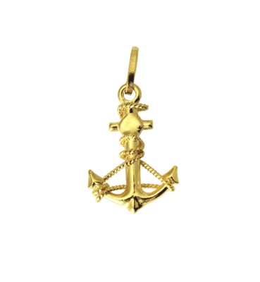 14K Real Yellow Gold Small Anchor Puffed Hollow 3D Charm Pendant 15mm 9//16/"