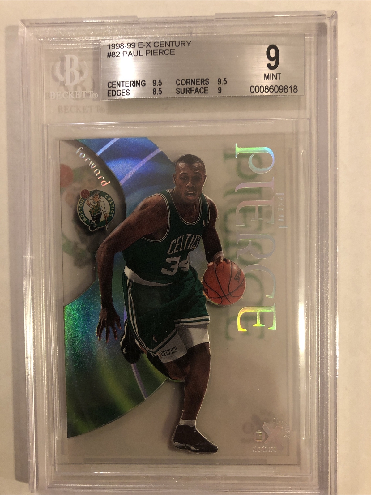 1998-99 E-X Century #82 Paul Pierce Bgs 9 ( RC) Celtics