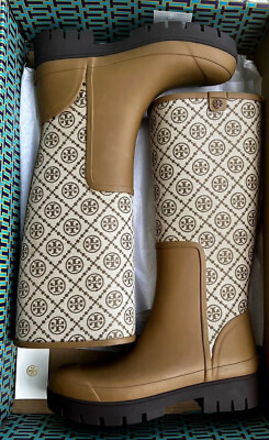 TORY BURCH T MONOGRAM HURRICANE TALL BOOT HAZEL/BISTRO BROWN