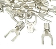 100 Spade Fork Terminal Connector Non-Insulated Uninsulated 14-12g AWG Gauge 10