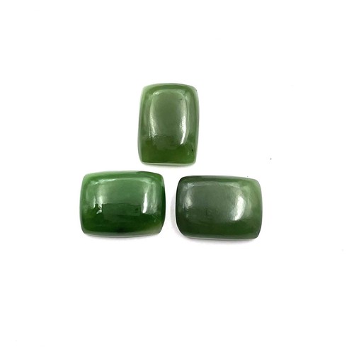 Natural Dyed Green Jade Cushion Cabochon Loose Stone Lot 12*16 MM 31 CT 3 Pcs - Picture 2 of 3