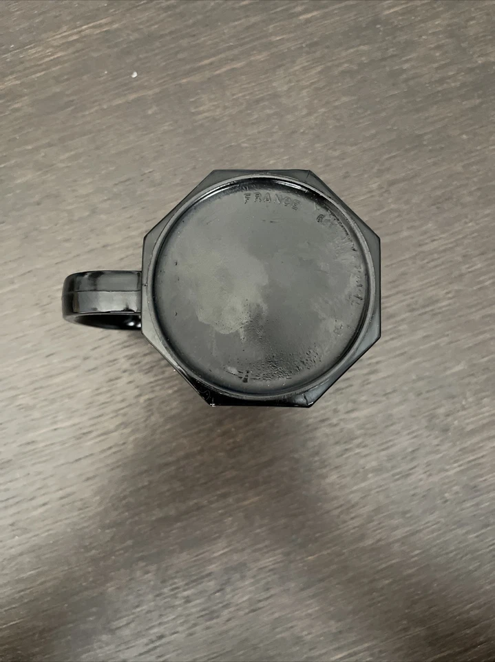 Taza de café Arcoroc negra octágona Octime Francia vidrio vintage Foto 3 de 3
