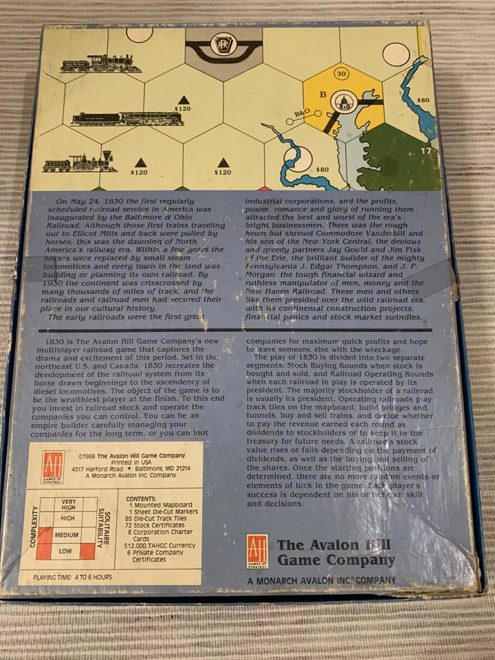 Avalon Hill: 1830 - The Game of Railroads and Robber Barons - Complete First Ed. - Photo 2/4