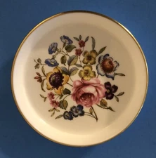 Royal Worcester Bone China Small Floral Trinket Dish Tray #452 Gold Trim 3 5/8”