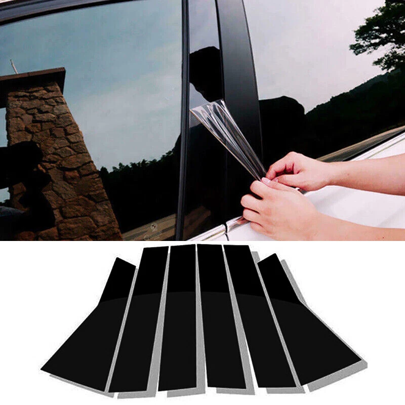 Cubierta adhesiva para puerta ventana postes de pilar negro brillante apta para KIA Optima 2016-2019 Foto 2 de 4