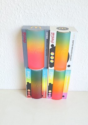 4x Coca Cola Glas Regenbogen | Schweiz2021 Spanien2023 Polen2025 Österreich2025