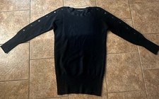White House Black Market Womens Black Long Sleeve Sweater Dress Size Small
