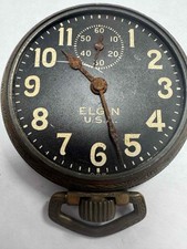 1925 VERY RARE Military Elgin 480 16s 7 jewel pocket watch black dial For Parts