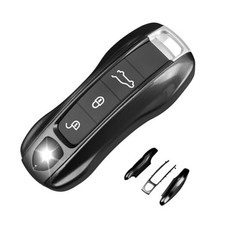 QBUC for Porsche Key Fob Cover, 3-Piece Painted Key Shell Compatible with black
