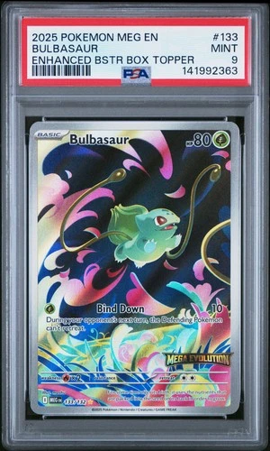 2025 POKEMON MEG EN-MEGA EVOLUTION ENHANCED BOOSTER BOX TOPPER BULBASAUR PSA 9