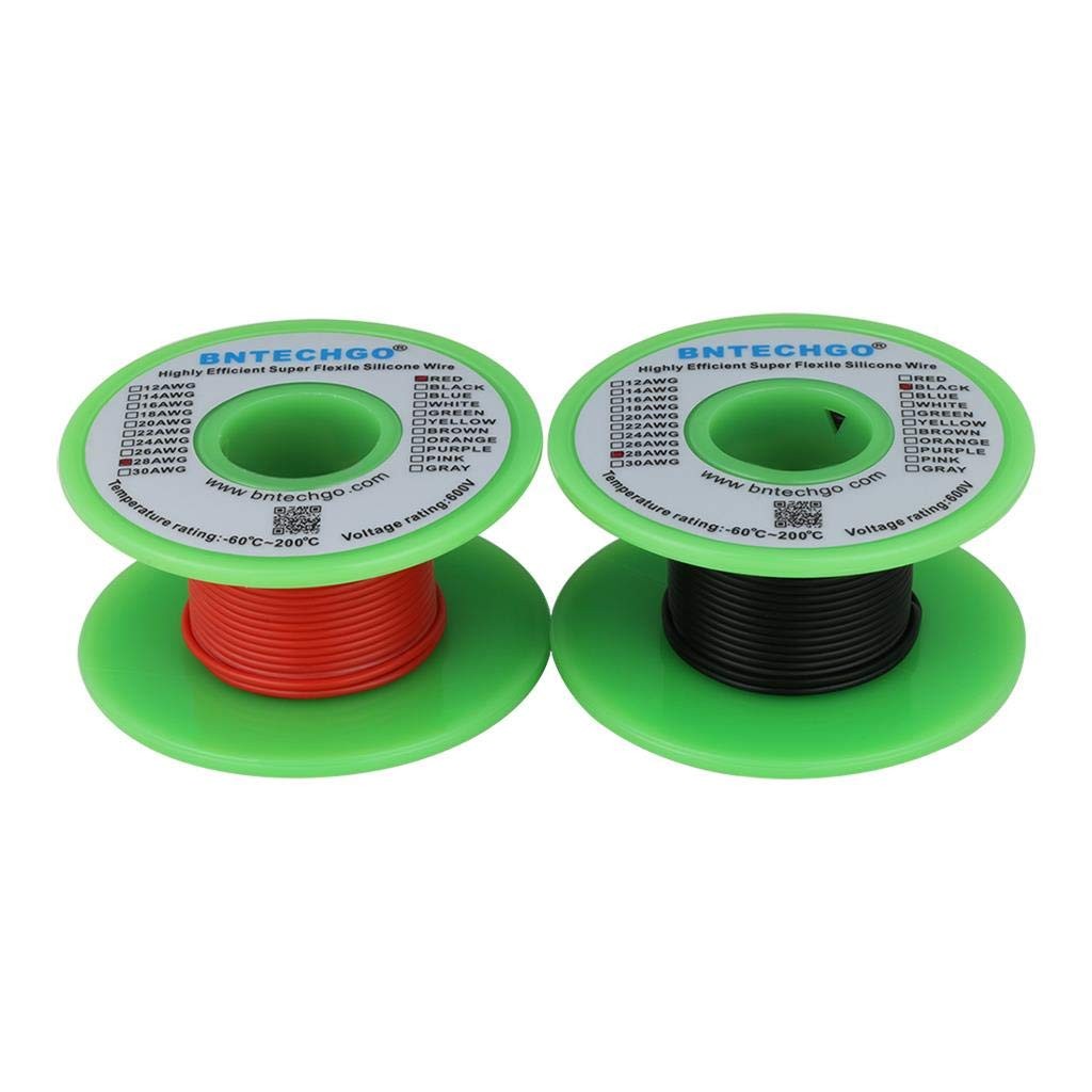 28 gauge silicone wire each color 25ft, 28 Gauge Silicone Wire Red and Black