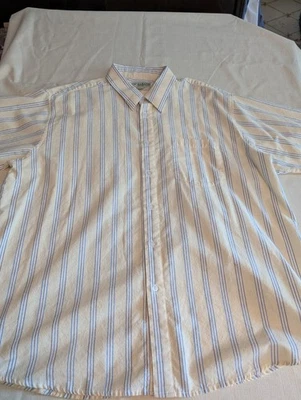 Haband Yellow Striped Men's Polyester Blend Button Down Short Sleeve Shirt XXL - Image 1 of 4