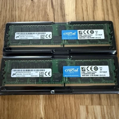 Micron 16GB 2Rx4 DDR4-2133MHZ ECC Registered RAM Server Memory MTA36ASF2G72PZ - Image 1 of 4