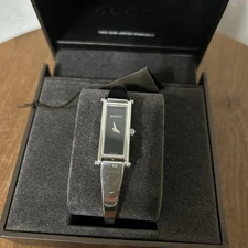 Gucci 1500L Black Dial Silver Stainless Steel Quartz Watch Vintage With Box