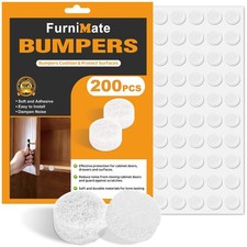 200PCS 3/8 3mm Thick White Felt Cabinet Door Bumpers, Self Adhesive, Small Pads