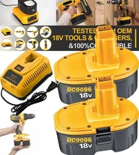 2PACK 18 Volt For DeWalt 18V 7.0Ah XRP Battery / Charger DC9096 DC9099 DC9096-2