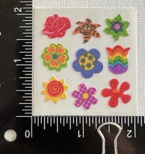 Vintage Sandylion Stickers FUZZY FLOCKED GROOVY MOD FLOWERS Single Module - Picture 2 of 2