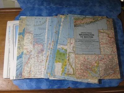 LOT OF 21 VINTAGE NATIONAL GEOGRAPHIC MAPS 1960-1969 No Duplicates