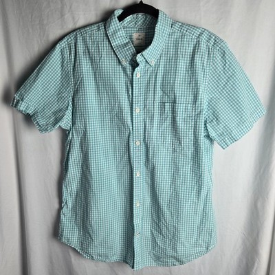 Gap Lived-in Mens XL Cotton Gingham Plaid Button Down Shirt Green Preppy Coastal