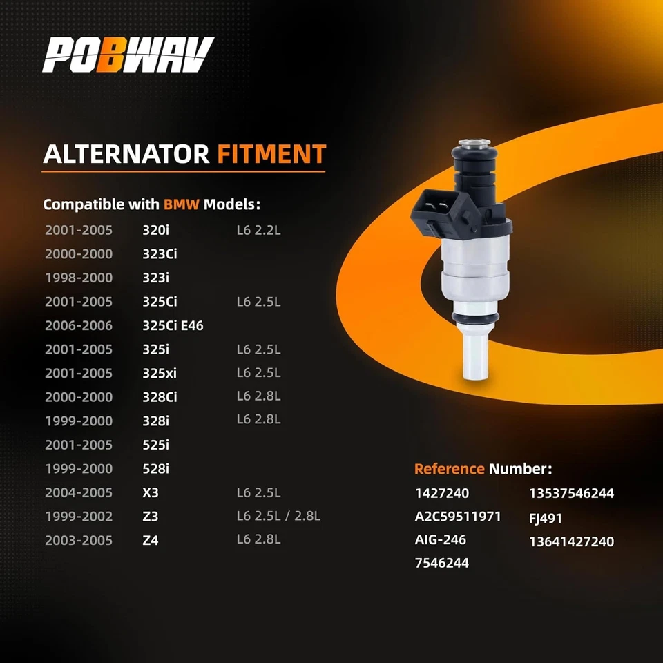 6 inyectores de combustible para BMW 3 5 7 X3 X5 X6 Z3 E39 E46 E60 M52 M54 2.0-2.8L 1427240 Foto 2 de 4