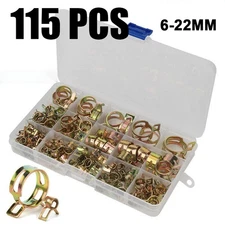 115PC 6-22mm Spring Hose Clamps Fastener Fuel Water Line Pipe Air Tube Clips Set