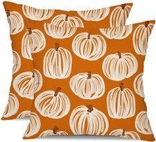 DFXSZ Fall Pillow Covers 18x18 inch Set of 2 Fall Decoration White Thick Line...