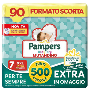 Pampers Baby Dry XXL Windelhosen 17+ kg, 90 Stück mit Bonuspunkten