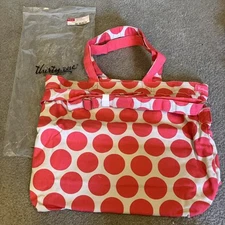 NEW Thirty One 31 Retro Metro Fold Over Tote Coral Mod Dot Crossbody Bag